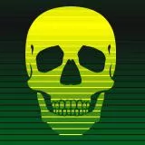 Yellow Skull on Green paper